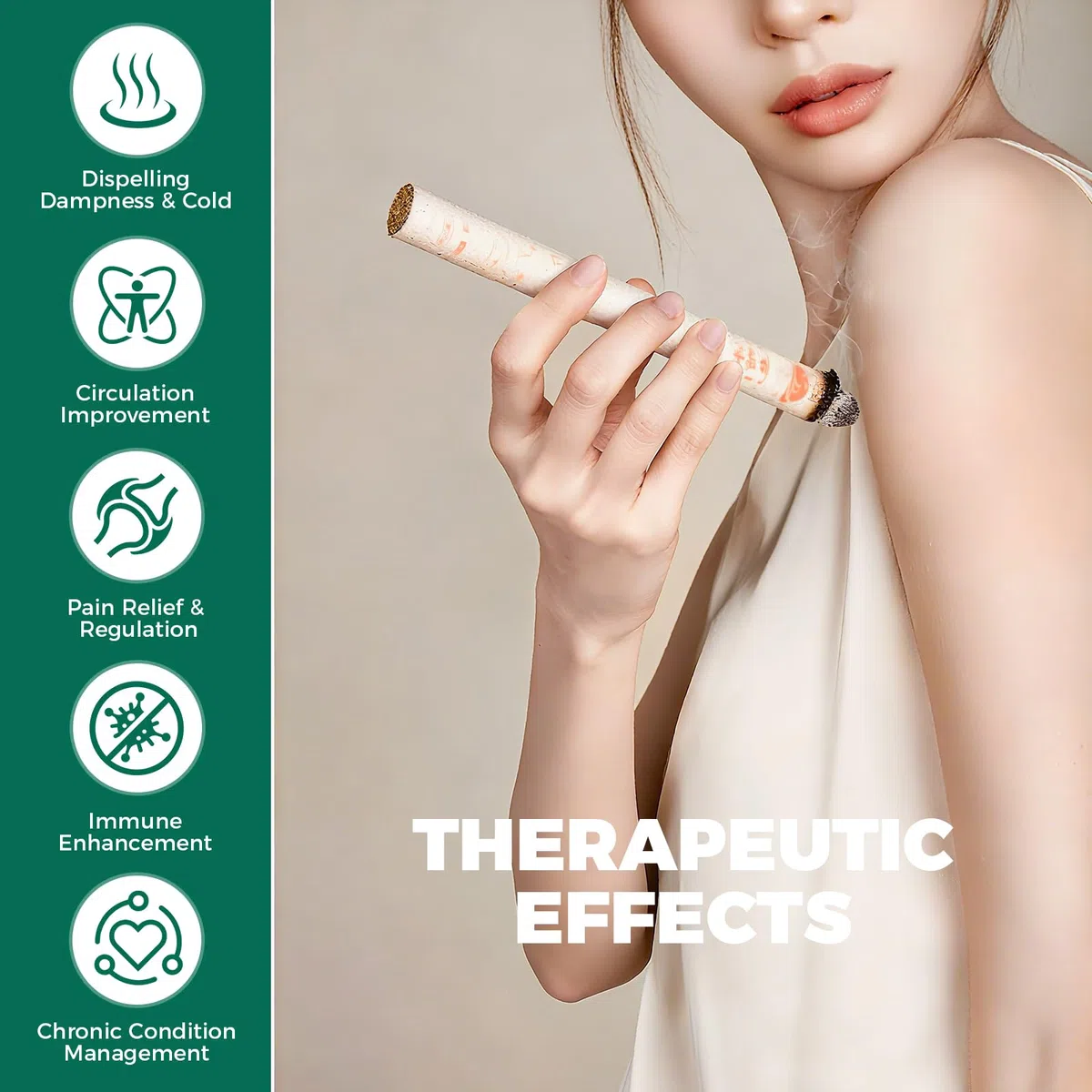 Moxa Baton Armoise Sauvage de Nanyang (Puissance 3x), Moxa Baton d'Armoise Vieillis 3 Ans (5x Flavonoïdes), Moxa Broyée à la Pierr (Énergie Maximale), Moxa de Moxibustion Pratiques à Main (1,8 cm,B)
