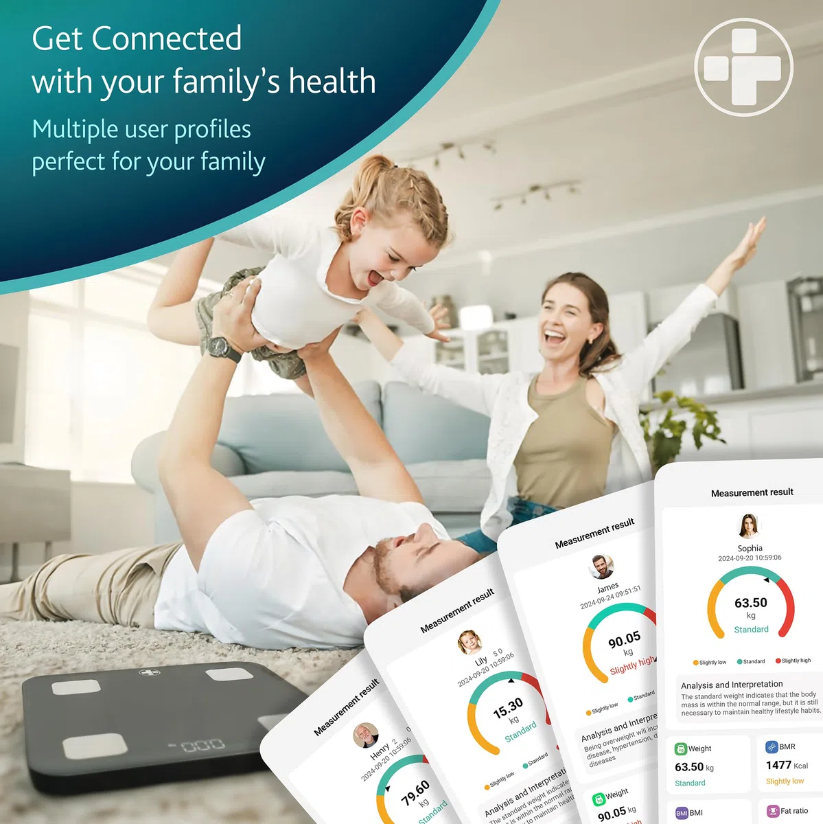 Reliance Medical Balance Smart BMI, Balance Digitale de Graisse Corporelle avec Écran LED, Pèse-Personne pour Salle de Bain, 28cm x 28cm x 2,4cm, Lot de 1