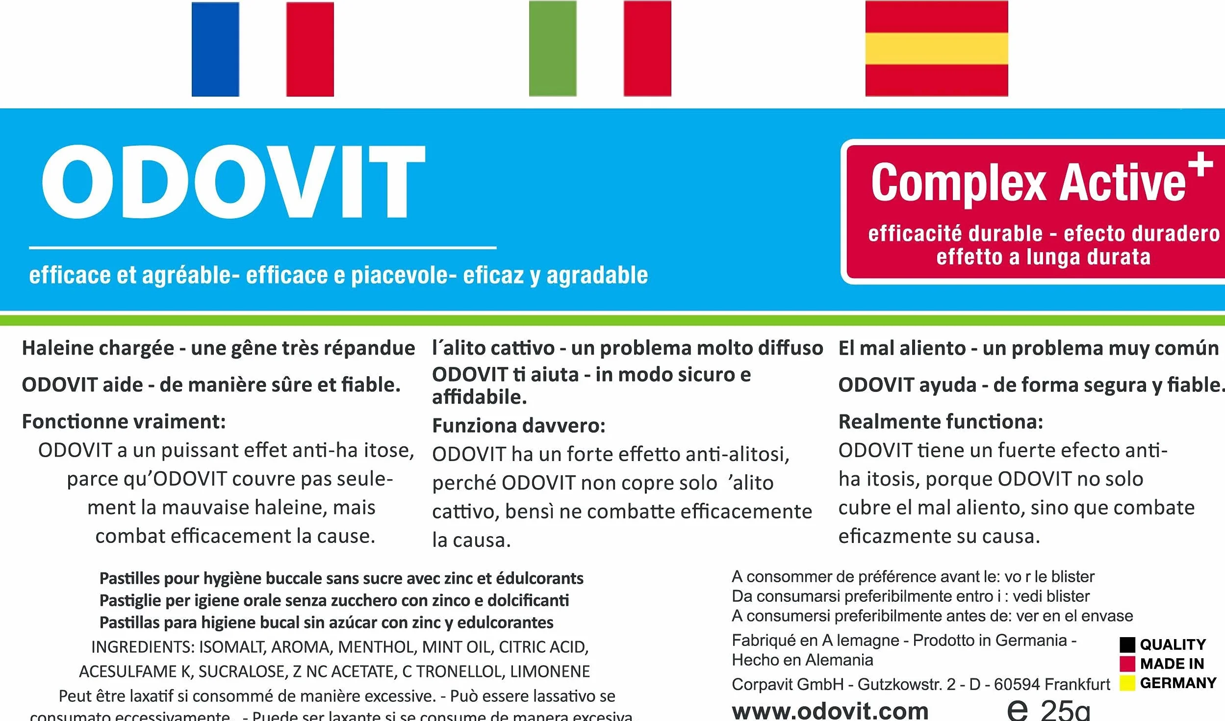 Mauvaise haleine – ODOVIT vous aide: 3x pastilles pour hygiène buccale de 10 unité - Fort contre l'halitose - pour une haleine fraîche et longue durée