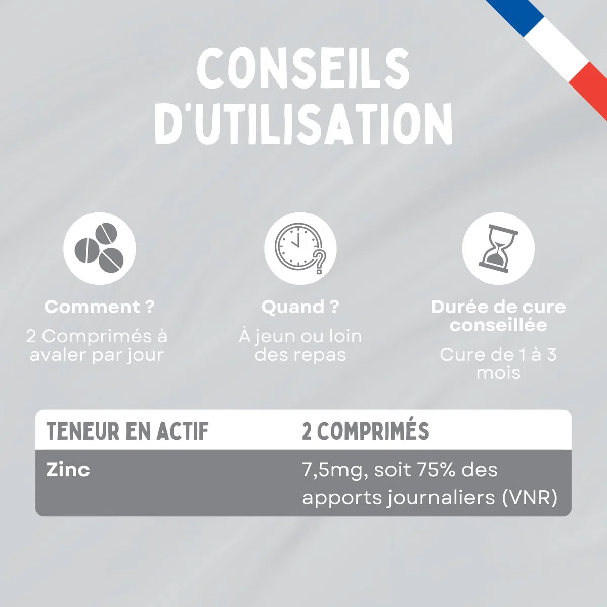 Zinc Bio Vegan 7,5 mg - Soutien Immunité et Peau - Antioxydant Naturel - Cheveux et Ongles - 120 Comprimés - Cure Longue Durée - Formule Douce Fabriquée en France