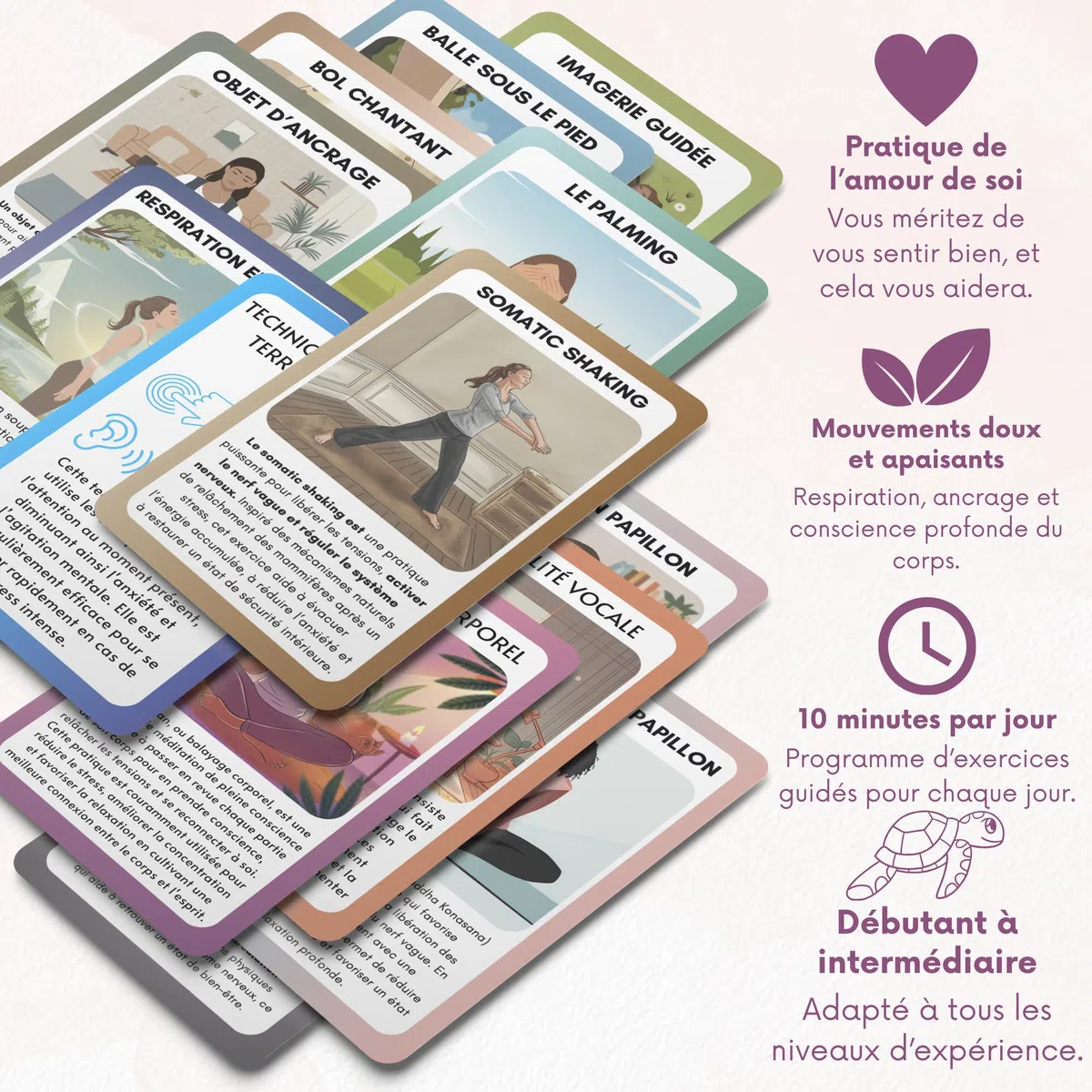 Cartes d'Exercices de Thérapie Somatique : 34 Pratiques Simples pour Réduire le Stress, Libérer les Tensions et Reconnecter avec Votre Corps à Tout Moment, Partout