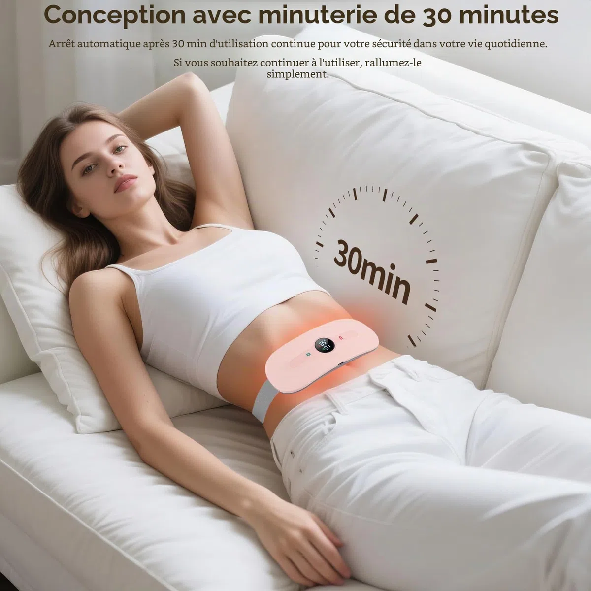 iklestar Bouillotte regles douloureuses pour soulager la douleur menstruelle rechargeable avec six modes de chaleur et de massage, ceinture chauffante regle douloureuse électrique portable pour femmes