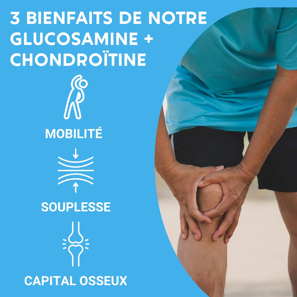 GLUCOSAMINE + CHONDROÏTINE | Articulations douloureuses, Mobilité | 60 gélules | Complement alimentaire | Fabriqué en France | Glucosamine chondroïtine