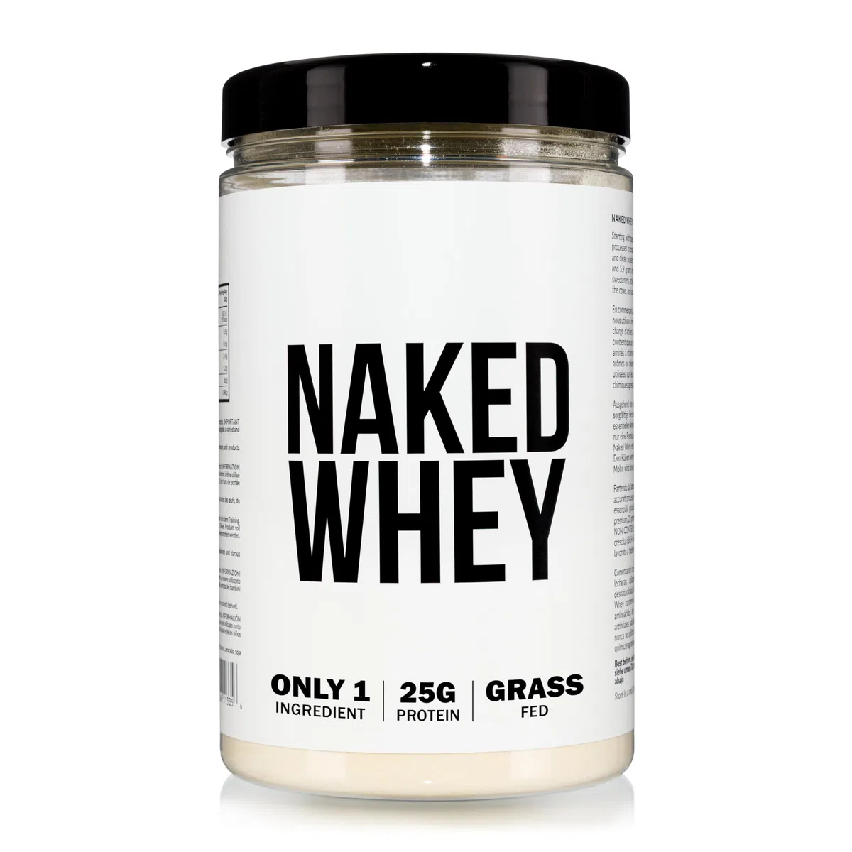 Naked Whey Protein, Seulement 1 ingrédient, Protéine en Poudre, Grass Fed, Sans Gluten, Sans Soja, Sans OGM, 25g de Protéine et 6g de BCAAs par mesure, Sans saveur, 12 Portions, 450g