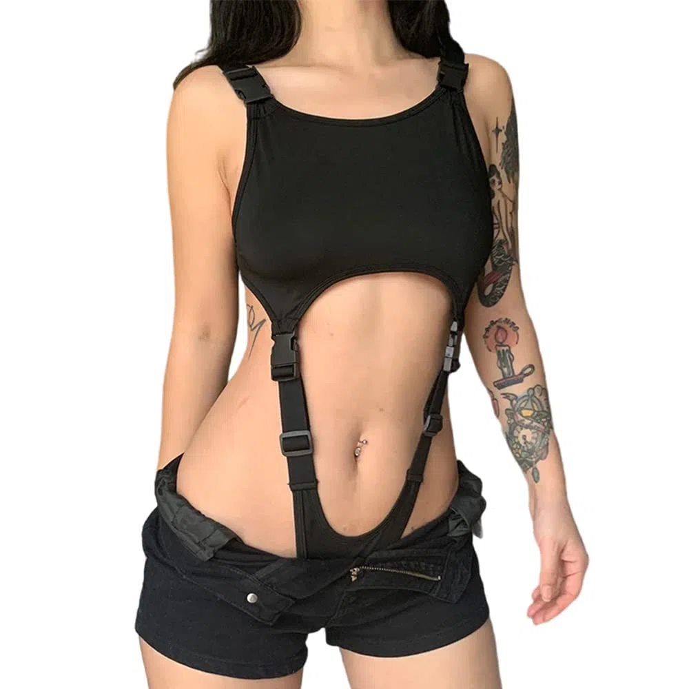 Nuisette sexy sans manches pour femme avec motif d'anime japonais