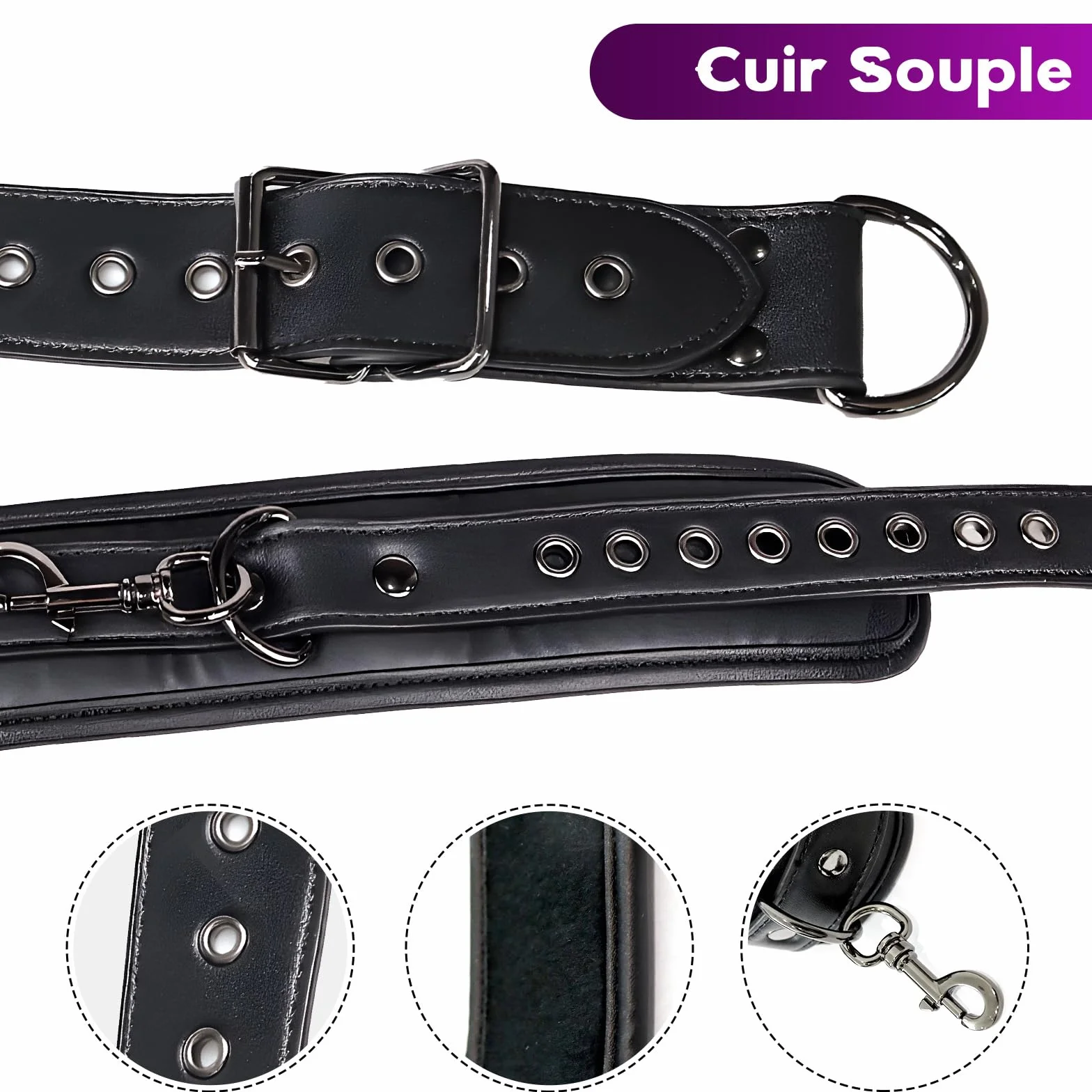 Sex Toýs Couple Femme BDSM Kits de Bondage Menottes Sex Lit,Retenue du Cou au Poignet avec Chaîne Traction, Réglables Menottes Sexy Érotique et Collier Sex Toys pour Adulte Couple Jeu de Rôle Play