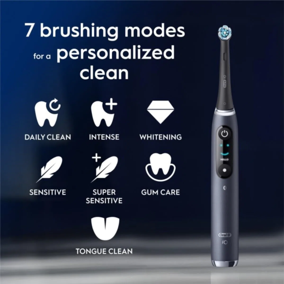 Oral-B iO Series 9 Brosse à dents électrique, 2 brossettes, 7 modes de brossage pour les soins dentaires, analyse 3D, écran couleur et étui de voyage de charge, conçue par Braun, onyx noir