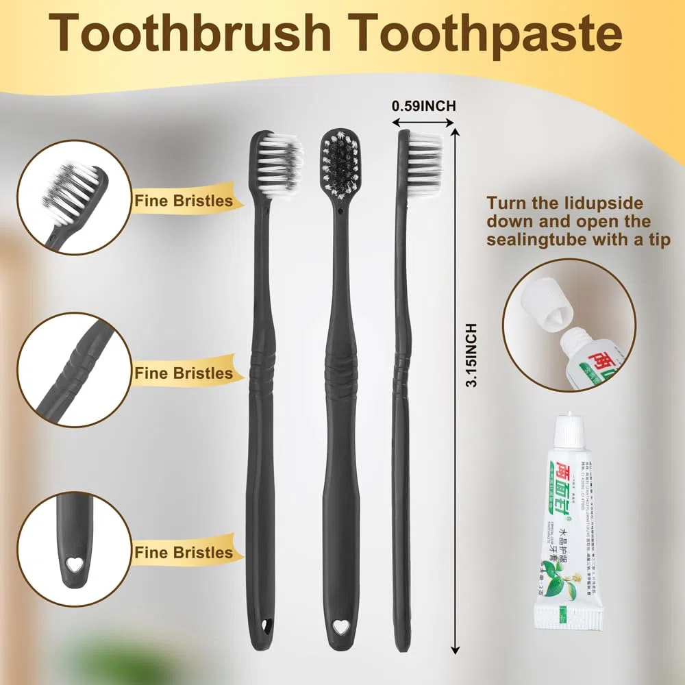 Brosse à Dents de Voyage, 40 Set, Brosses à Dents Jetable avec Dentifrice, Brosse à Dents Jetables, Toothbrushes pour L'hôtel, Le Camping, Les Voyages, Emballés Individuellement