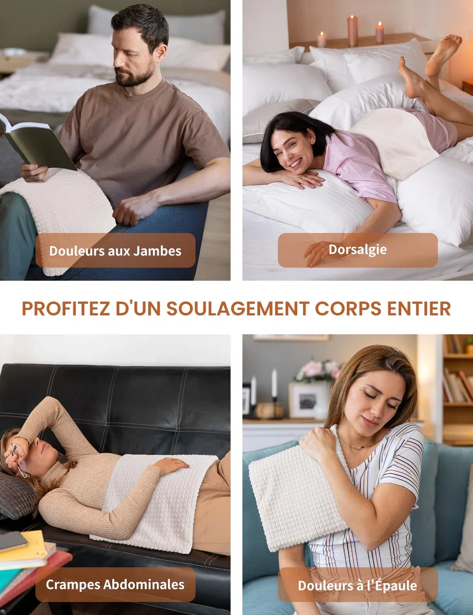 Coussin Chauffant Electrique avec Housse Amovible Lavable, 6 Niveaux de Température, Arrêt Automatique après 3 Heures, pour le Dos, la Cervicales et les Épaules