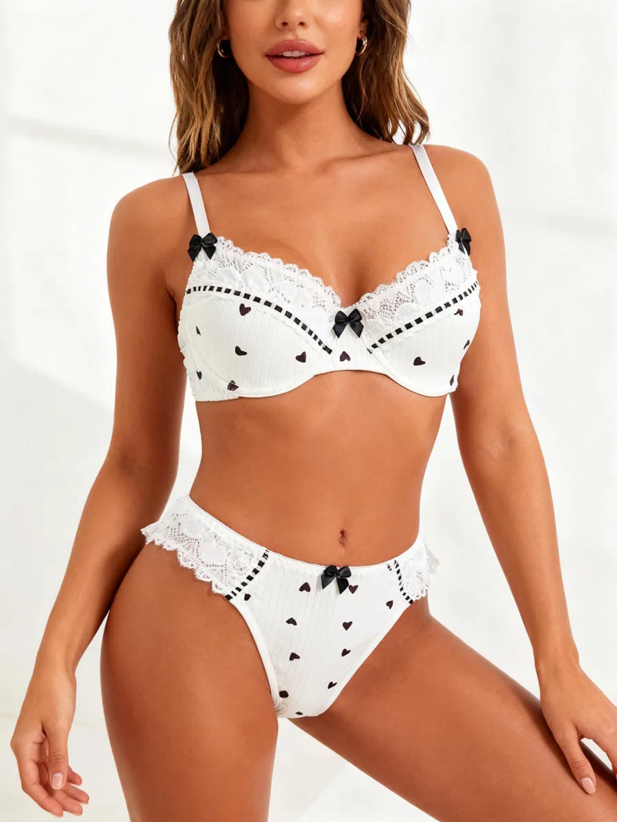 Womens Lingerie Set Sexy Mesh Lace Bra and Panty Sets Women's 2 Piece Lingeries Outfits for Women