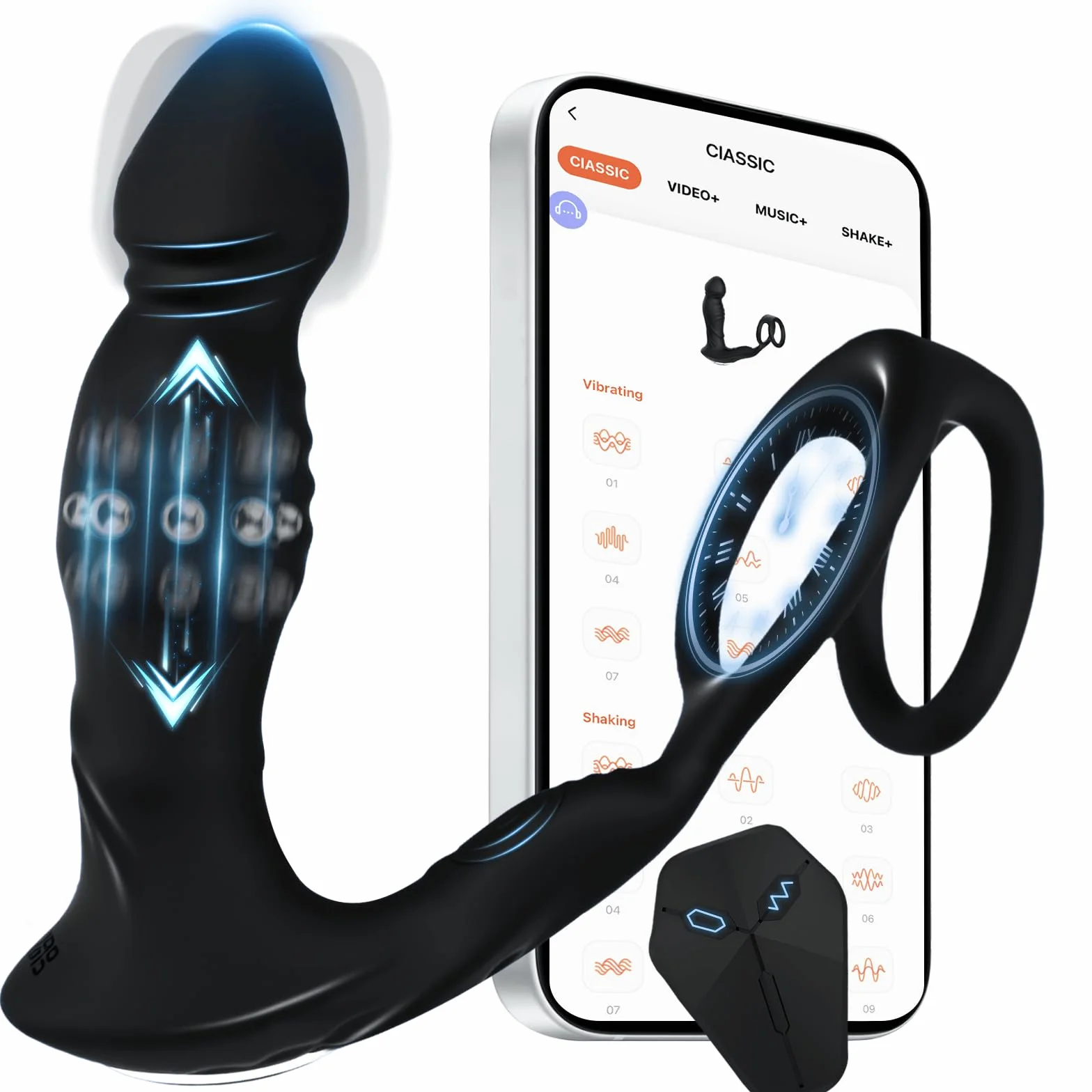 Masseurs de Prostate Vibrant Anal Plug Vibrator Gode Homme pour Anus | Double Anneau Masseur Prostate de Queue en Silicone avec 9 Modes de Vibration Jouets Sexuels Anaux Vibromasseur Anal Sex Toýs
