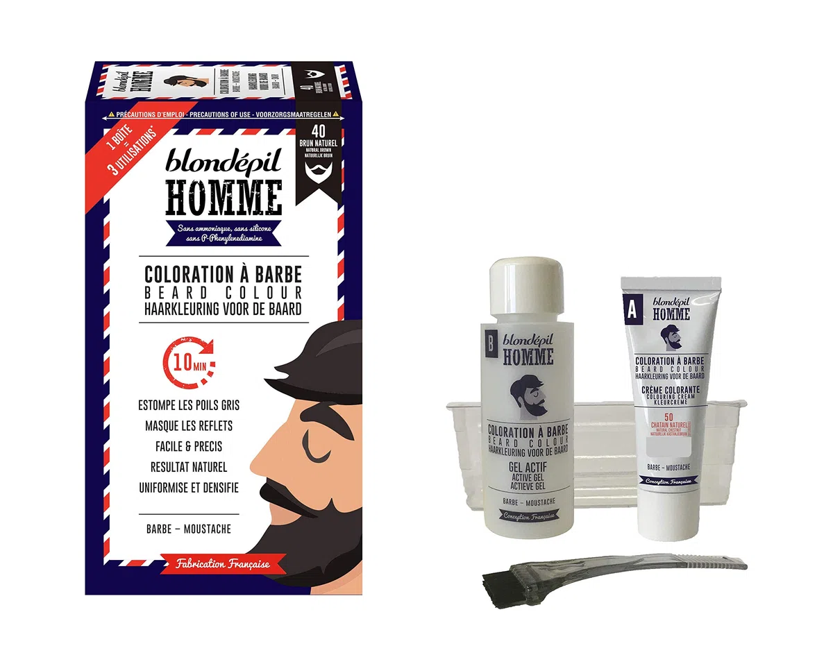 Blondépil Homme Coloration A Barbe Brun Naturel Barbe/Moustache Kit 3 Utilisations