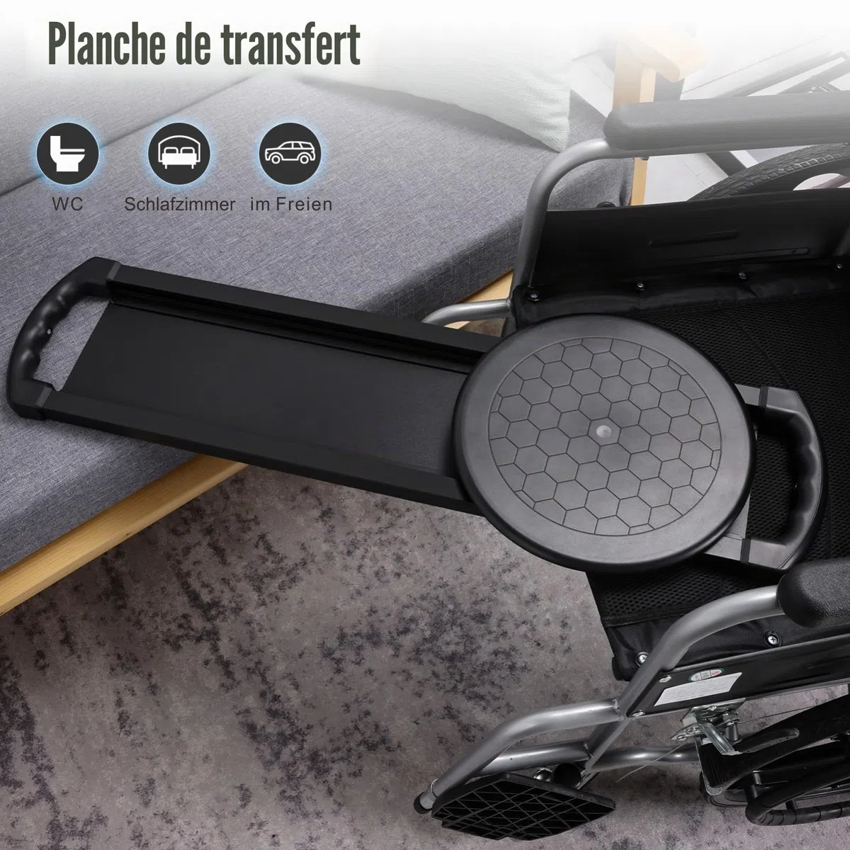 EASACE Planche de transfert coulissante, portable, capacité de poids de 150 kg, planche de transfert épaisse pour patients âgés, aide au glissement des patients, personnes âgées et handicapées