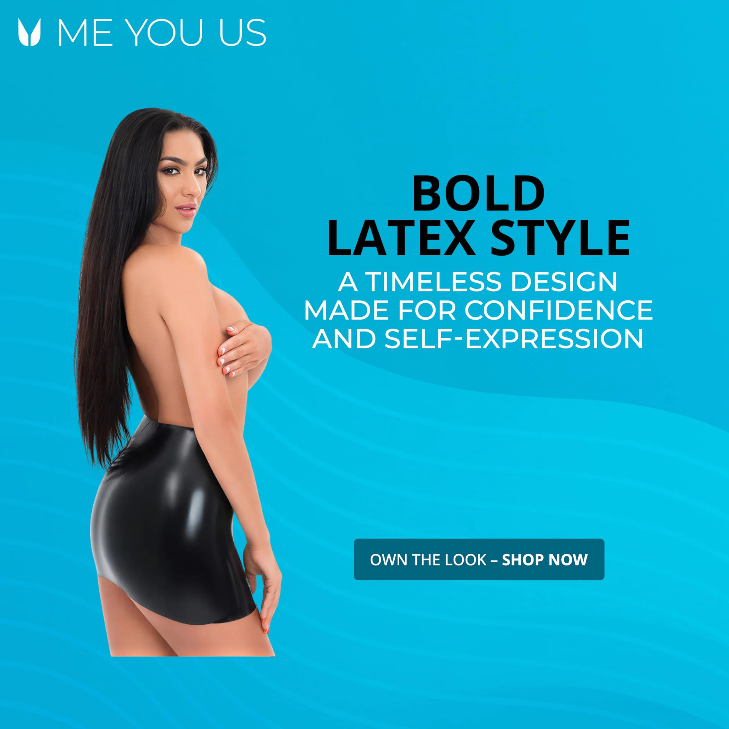 ME YOU US - Mini jupe en latex – Tenue fétiche en latex – Noir (S (36-38))