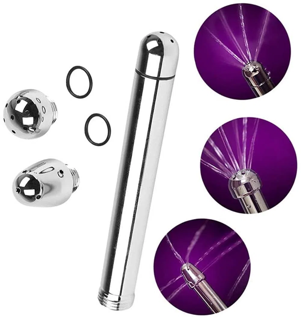 Douche Enema Douche pièces jointes en aluminium 3 Pomme de douche d'eau Buse anal rincer vaginal kit de nettoyage Cleaner + velours Sac de transport