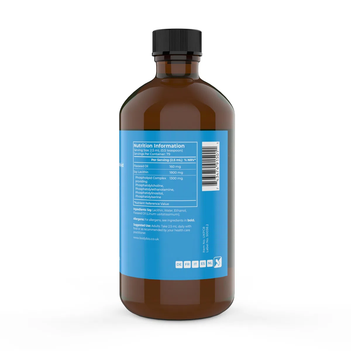 BodyBio PC - Complexe de Phospholipides avec Phosphatidylserine - Clarté Mentale, Memoire et Concentration - Complement Alimentaire Cerveau et Détox Douce - 273 ml