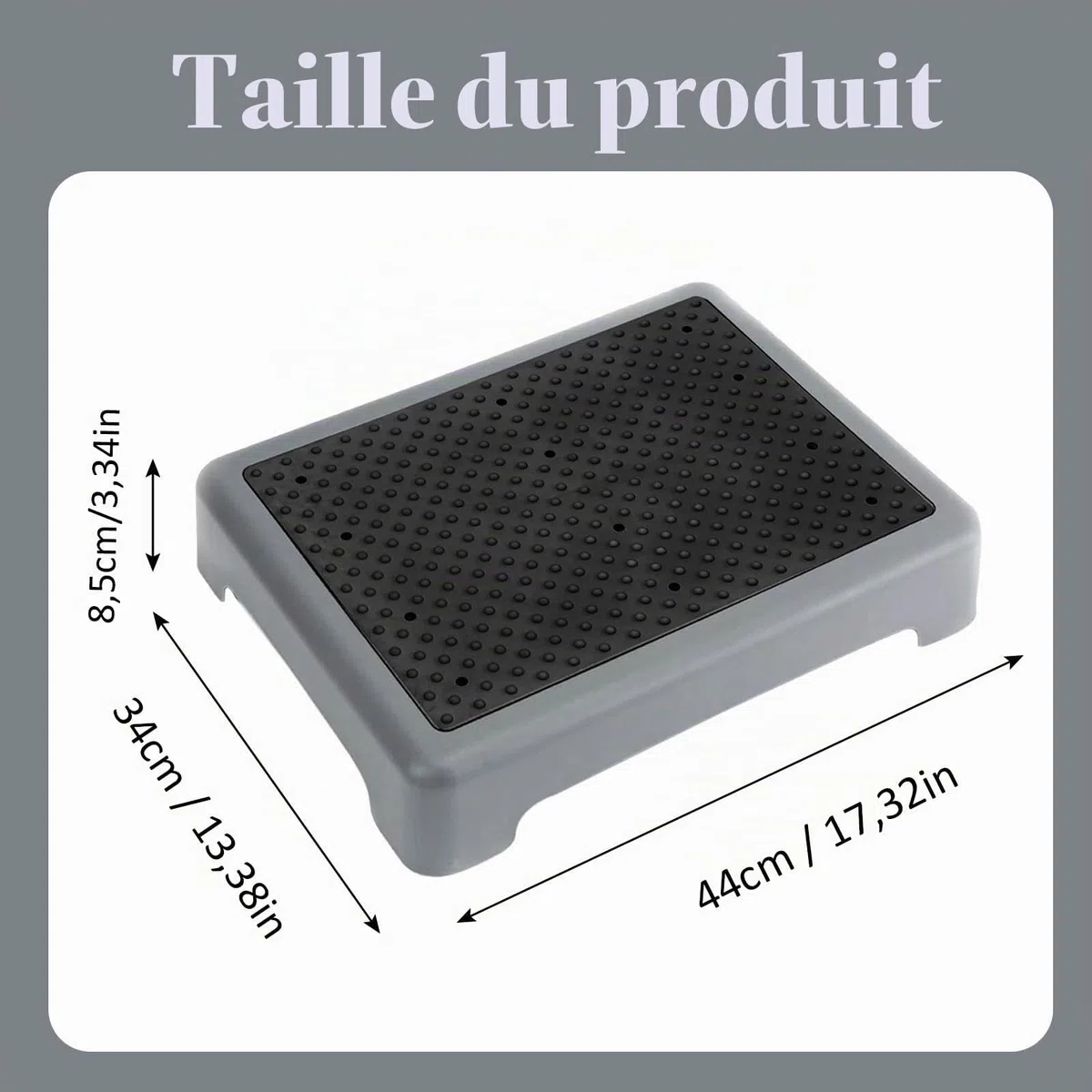 Demi Marches Antidérapantes, Escabeau Antidérapant Demi Marche Empilable, Marchepied D'aide Plateforme D'escalier Mobile, Peut Supporter Jusqu'à 200 kg, pour Les Marches et Les Seuils, Gris