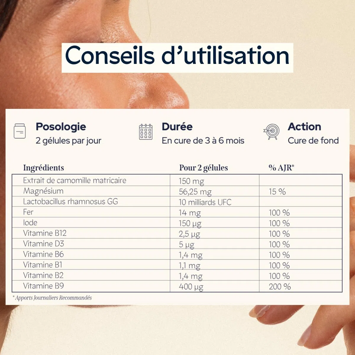 EPYCURE - Cure Essentiel Maternité - Croissance Tissus Maternels et Bien-Être - 100% Naturel - Vitamine B9, Camomille, Lactobacillus, Magnésium, Fer, Iode - 1 Mois - Vegan