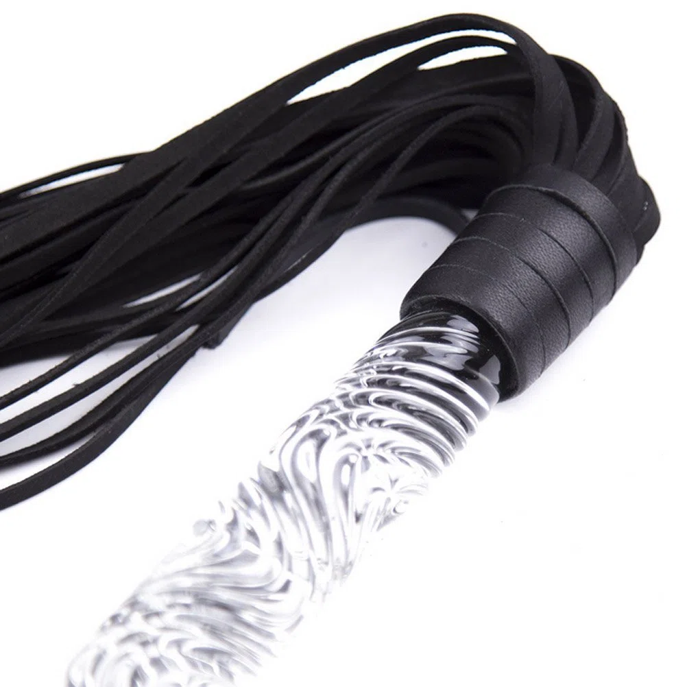 SXOVO Cuir Flogger Fouet Verre Godes SM Sex Toys Sex Cosplay Adulte Jeu (Noir)