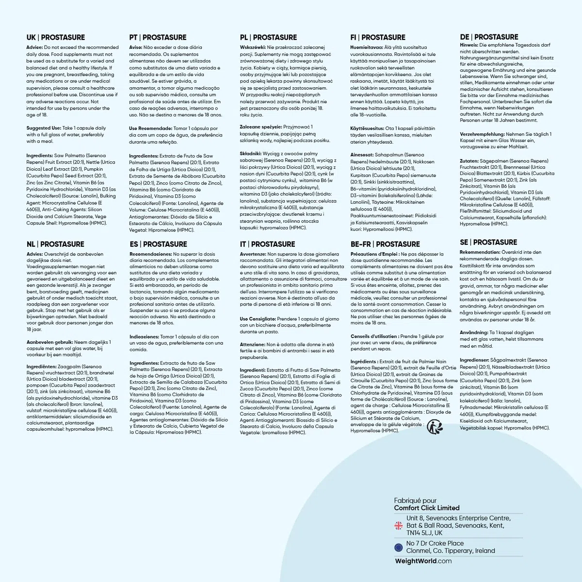 Prostasur 180 Gélules, avec Saw Palmetto Palmier Nain, Vitamines et Minéraux - Zinc, Vitamine B6 Vitamine D3, Graine de Courge Citrouille, Feuilles d'Ortie, 6 Mois - Prostasur pour Homme Extrait 20:1