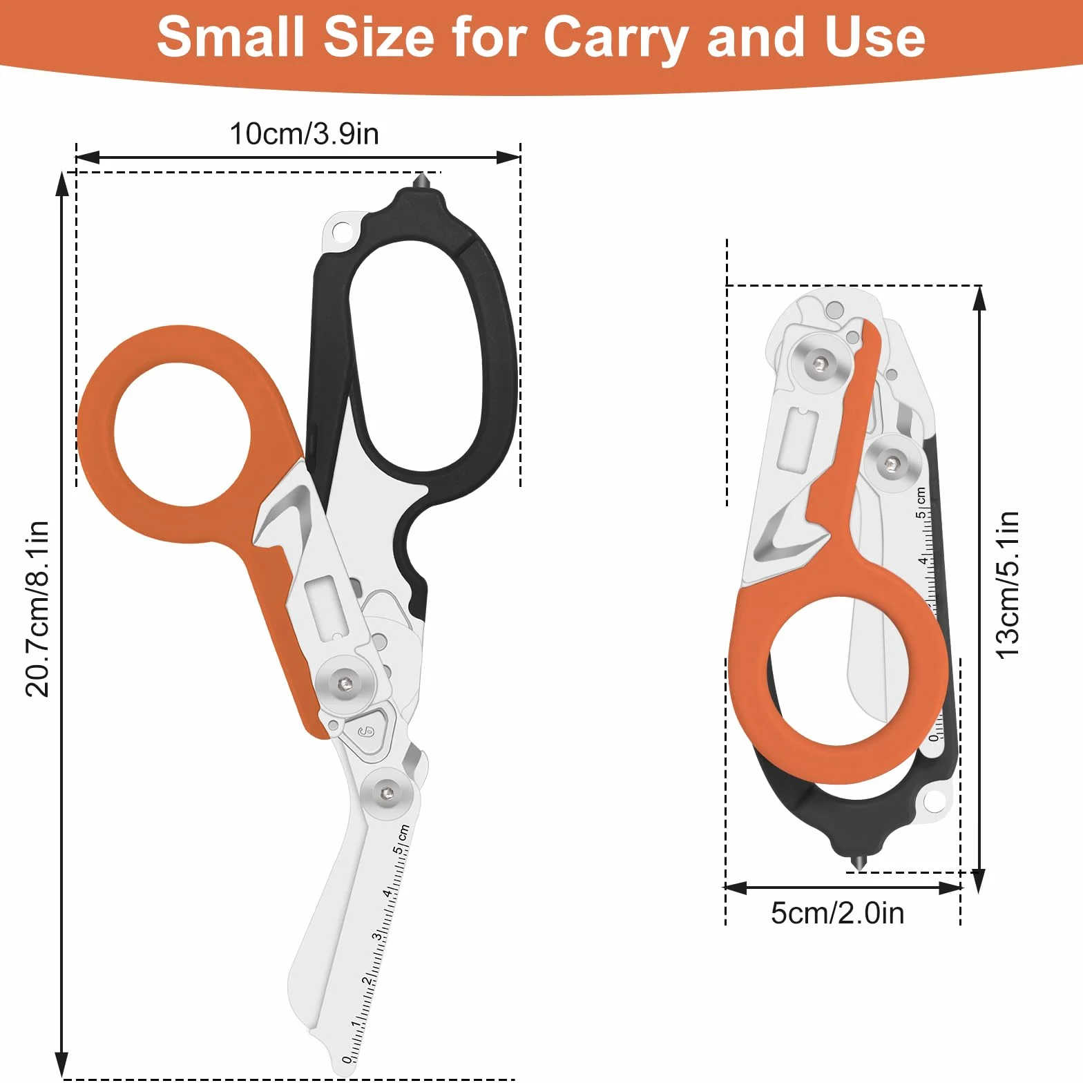 Ciseaux d'urgence, ciseaux de sauvetage multi-outils avec 6 fonctions pratiques, pince à ciseaux pliable avec étui, pince pliante tactique
