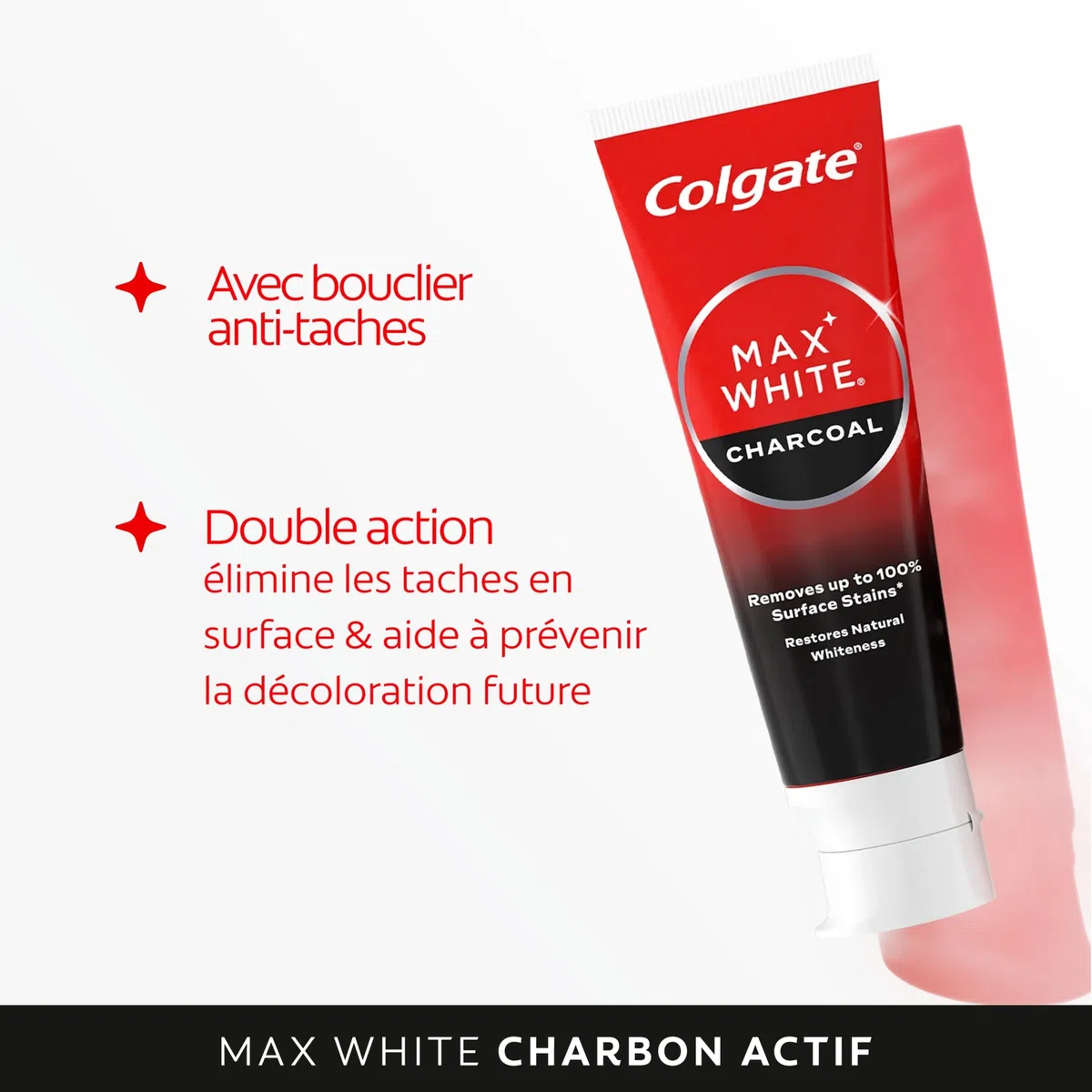 COLGATE - Dentifrice Blanchissant MAX WHITE | Dentifrice au Charbon Actif | Dentifrice Blanchissant | 99 % d'ingrédients d'origine naturelle | Dentifrice COLGATE Lot de 4 x 75ml