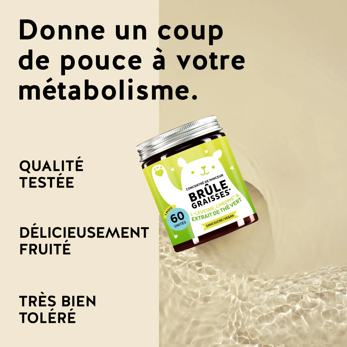 Gummies Complexe de Nutriments – Concentré De Minceur Gummies Avec Chrome, Biotine, Zinc, L-Leucine & Extrait De Thé Vert – 60 unités (1 mois), Vegan, Sans Sucre, Bears With Benefits