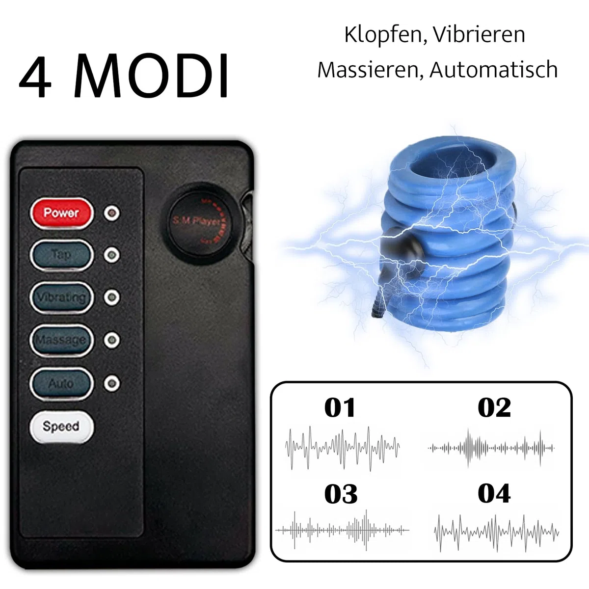 Anneau Pénien À Choc Électrique Renforcé Avec Anneau Pour Les Testicules Anneau Pénien En Silicone Extensible Pour Hommes Masseur E-Stim SM Avec Hôte Et Électrodes Pour Les Testicules Et Le Pénis