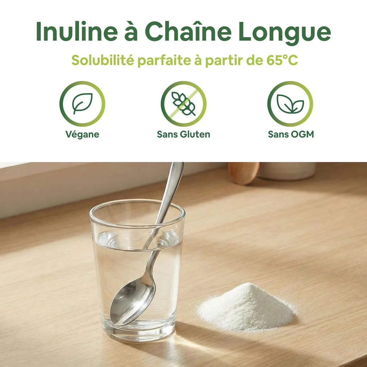 Inuline à Chaîne Longue 1 Kg - Inuline de Chicorée en Poudre 100% Pure - Fibre Prébiotique Végane et Sans Gluten - Fibre Alimentaire
