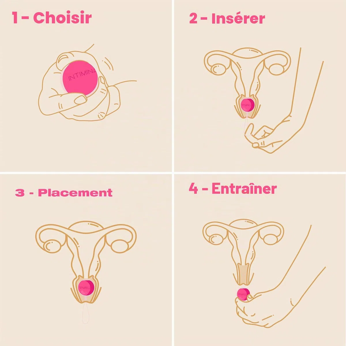INTIMINA Ensemble Laselle Perle d’Exercice pour le Périnée - 3 Boules de Geisha pour le Plancher Pelvien, Kegel Balls (28 g, 38 g, 48 g)