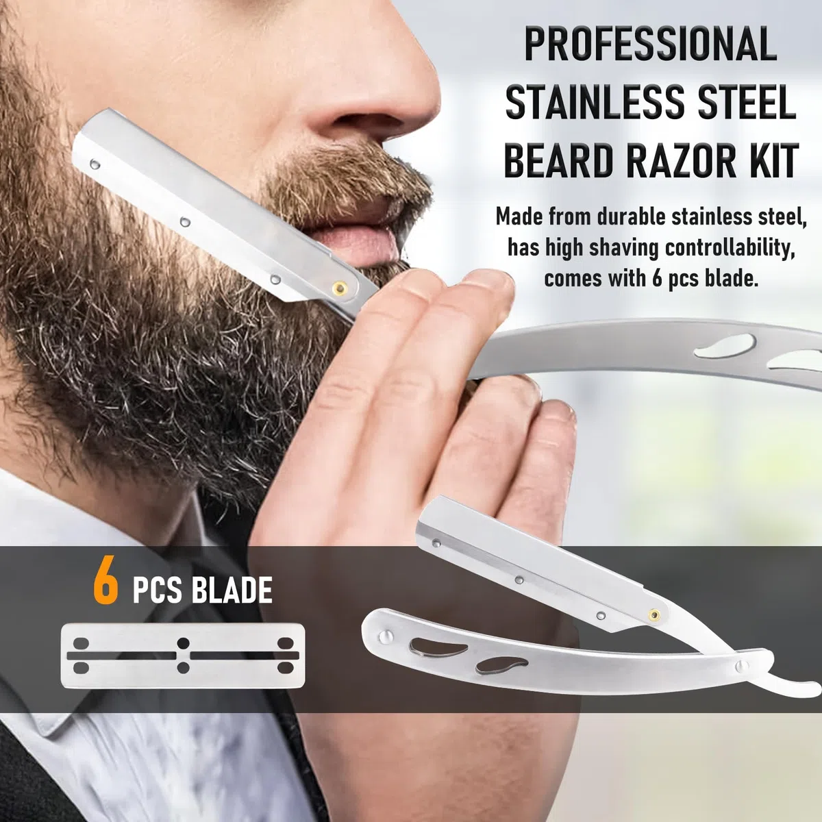 Kit Soins Barbe pour Hommes 11 en 1 Kit Barbe Homme Complet avec Shampoing, Huile, Crèmes de Barbe, Brosse à Barbe, Ciseaux, Rouleau Barbe, Rasoir, Kit Entretien, Coffret Cadeaux - Noir Classique