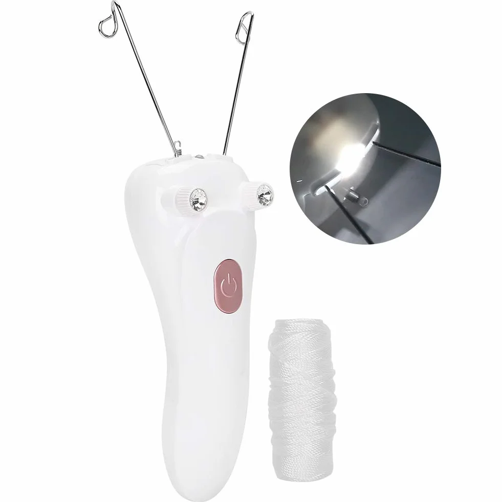 【Cadeau de fête des mères】 Épilateur de filetage électrique, épilateur de fil d'épilation physique sûr de 2 couleurs, visage de haute qualité pour femme(Pink)