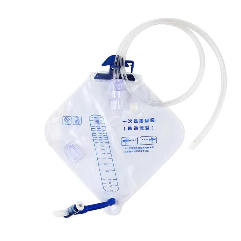 Sac de drainage urinaire de 2000 ml, sac d'urine avec chambre anti-reflux, pour les aides à la santé à domicile et aux hôpitaux,30 pcs