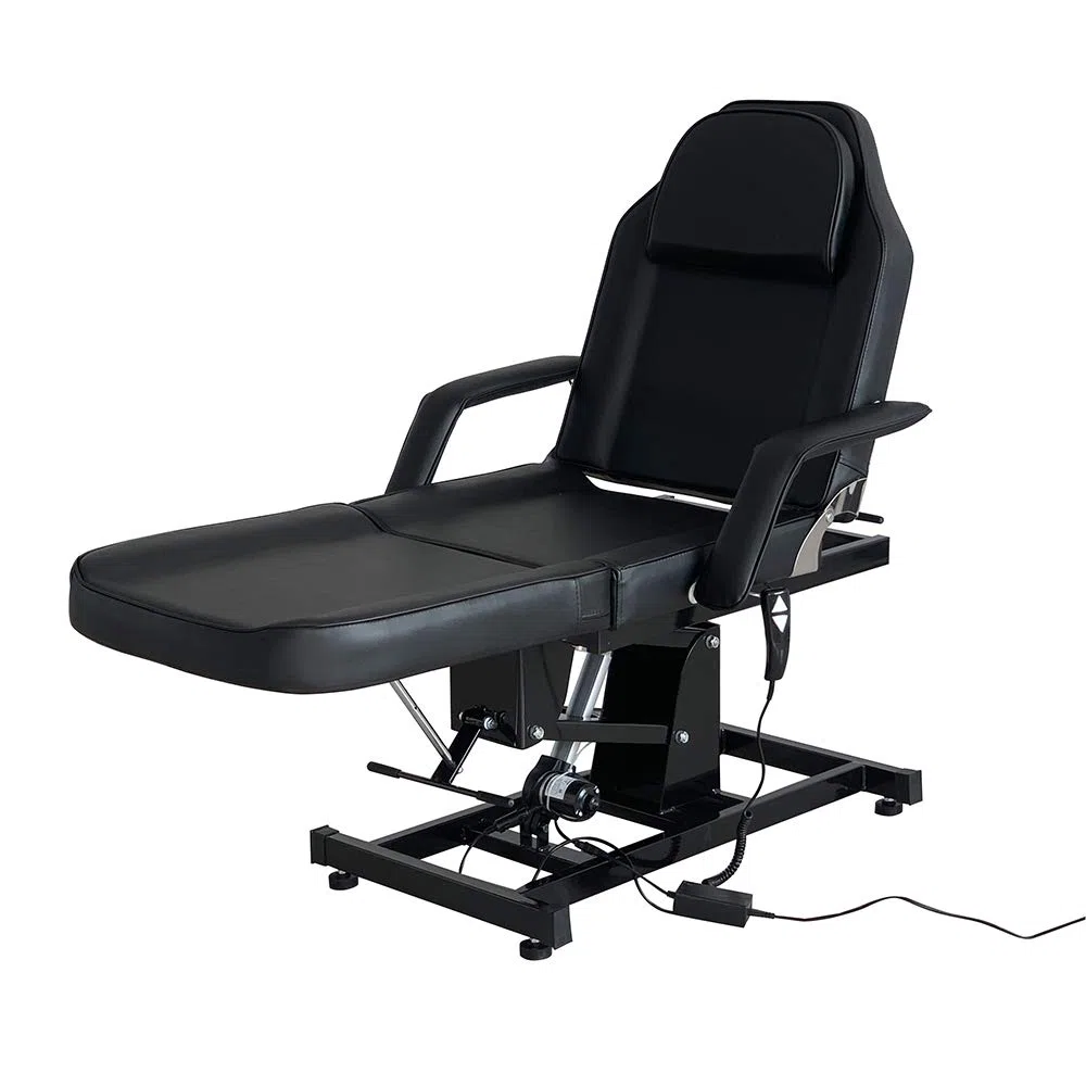 Table du Massage Réglable Lit du Massage Pliante Electrique en Cuir PU pour Salon Professionnel et Maison, 82 cm (L) x 180 cm (l) x 63-87 cm (H) (Noir)