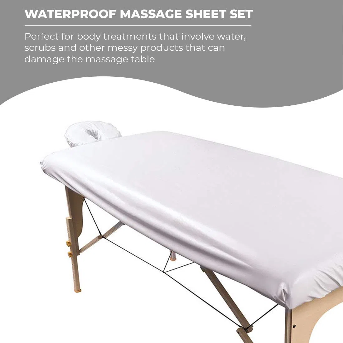 ForPro Wasserdichtes Spa Behandlung Massagelaken Set, weiß, maschinenwaschbar, für Massageliegen, inkl. Massage-Spannbetttuch und Massage-Gesichtsauflage