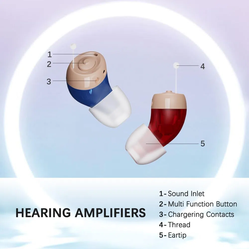JINGHAO Amplificateur De Son Réchargeables Paires Complètes avec Boîtier de Chargement Portable(Droit & Gauche)
