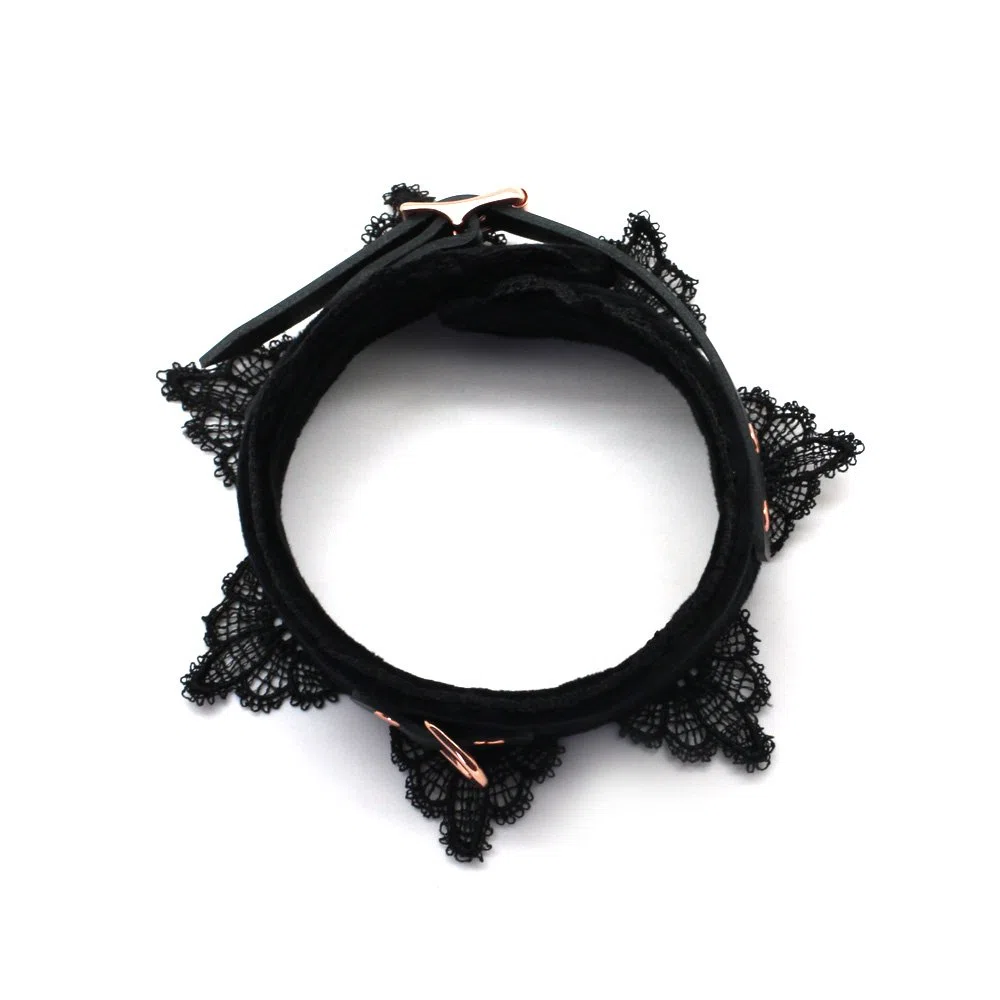 SMspade Collier en cuir avec kit de laisse Lace Collier en cuir avec kit de laisse pour femmes Lace (Noir)