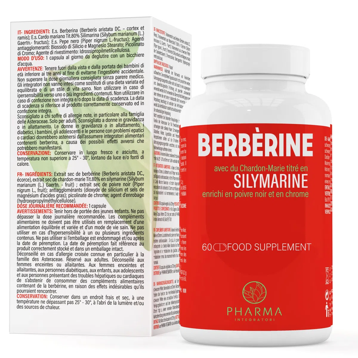 Berbérine 500 mg avec silymarine, poivre noir, chardon-Marie et chrome | 1 capsule par jour. Cure de 60 jours. Favorise le métabolisme et la détoxification de l’organisme – Action antioxydante