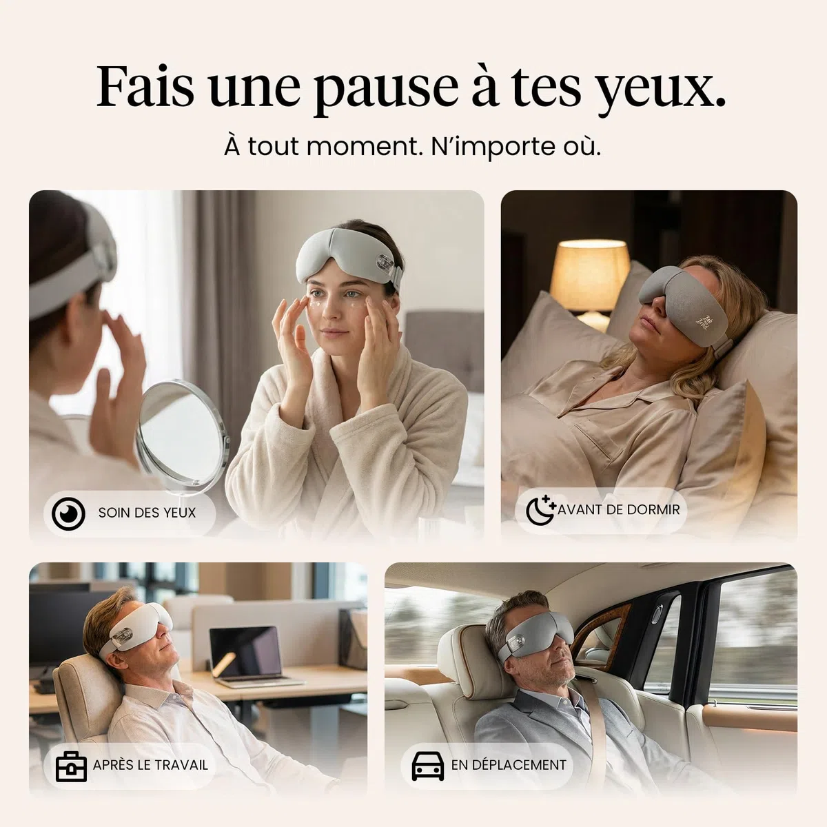 BOB AND BRAD EYEFLOW masseur oculaire avec chaleur et froid, masque massage yeux à compression froide semi-conductrice pour soulager la migraine, sécheresse et fatigue, cadeau pour hommes femmes