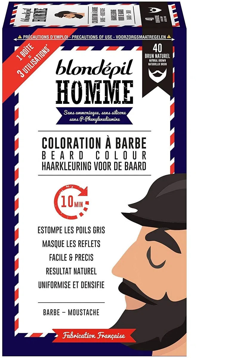 Blondépil Homme Coloration A Barbe Brun Naturel Barbe/Moustache Kit 3 Utilisations