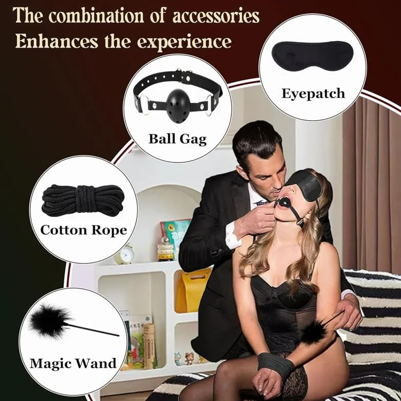 Un Ensemble De 12 Costumes De Performance en Nylon Noir avec 5 Accessoires De Cube Fluorescent Lumineux, Bagues Noires Et Accessoires Anti Queue. Cadeau pour Couple - K+2