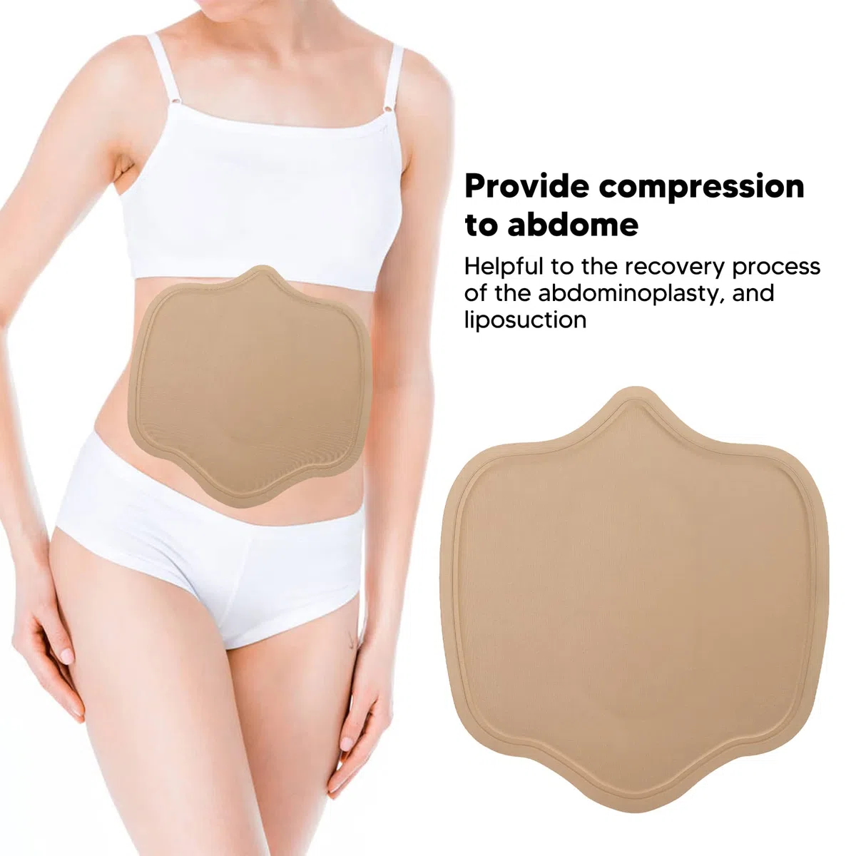 Planche Abdominale en Mousse Lipo Femmes Planche de Compression Abdominale Façonnage en Mousse Souple Post-chirurgie Planche D'aplatissement du Ventre (Beige)