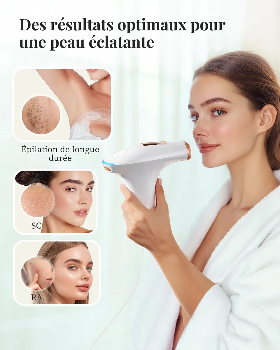 Haarlosy Épilateur Lumière Pulsée, Grande Fenêtre 5 cm², 999,900 Flashs IPL, 9 Niveaux & 2 Modes, Auto/Manuel – Épilation Laser Définitive Maison Femme & Homme, Visage, Corps, Aisselles, Bikini