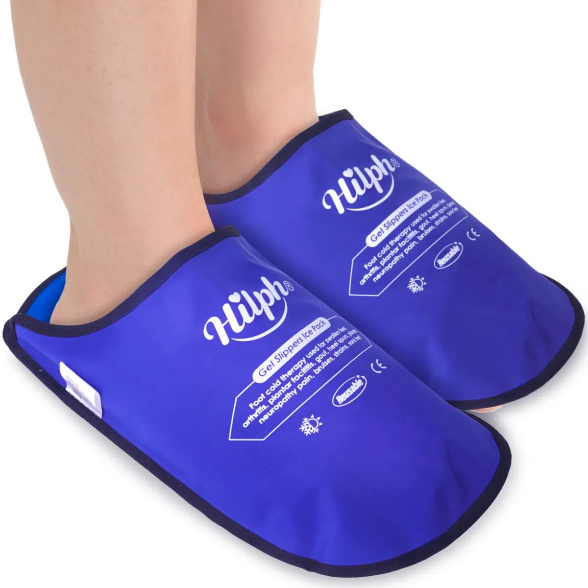 Hilph Poche de Glace en Gel pour Pied Chimiothérapie, Thérapie par le Chaud et le Froid Pack de Froid Pantoufles Réutilisables Pieds pour Gonflés, Douleur au Pied, Fasciite Plantaire, Une Paire Bleu