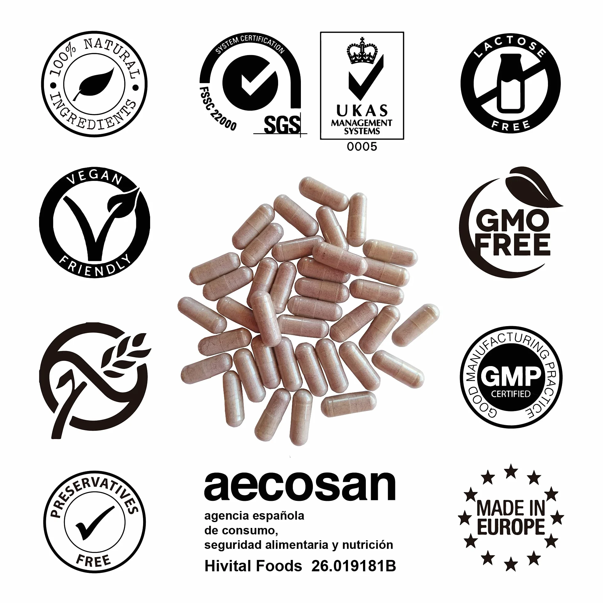 Enzymes Digestives. 180 gélules végétaliennes pour 6 mois de traitement. Amylase, Protéase, Lactase, Lipase, Cellulase, Bromélaïne et Papaïne. Fabriqué en Europe par HIVITAL