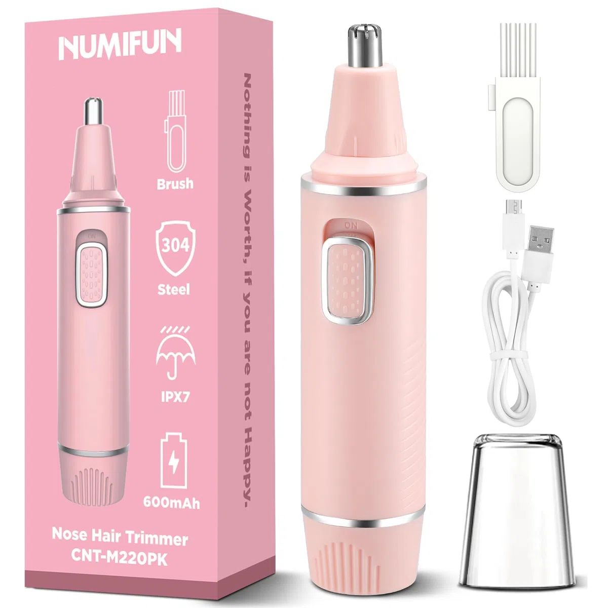 Tondeuse Indolore pour Femmes, Rechargeable 2024 Upgrade, Tondeuse Nez Cheveux, IPX7 Étanche Moteur Puissant, Nettoyage Facile, Rose
