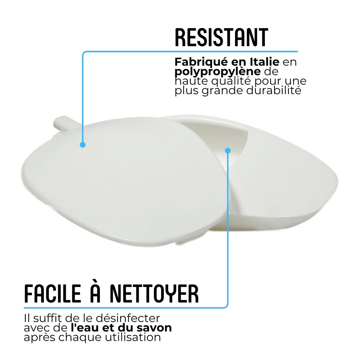 MEDICALAB Bassin de Lit avec Couvercle Made in Italy, Bassin Hygiénique pour Personnes Âgées, Alitées et Handicapées, Bassin Portable Stérilisable en Polypropylène, Couleur Blanche