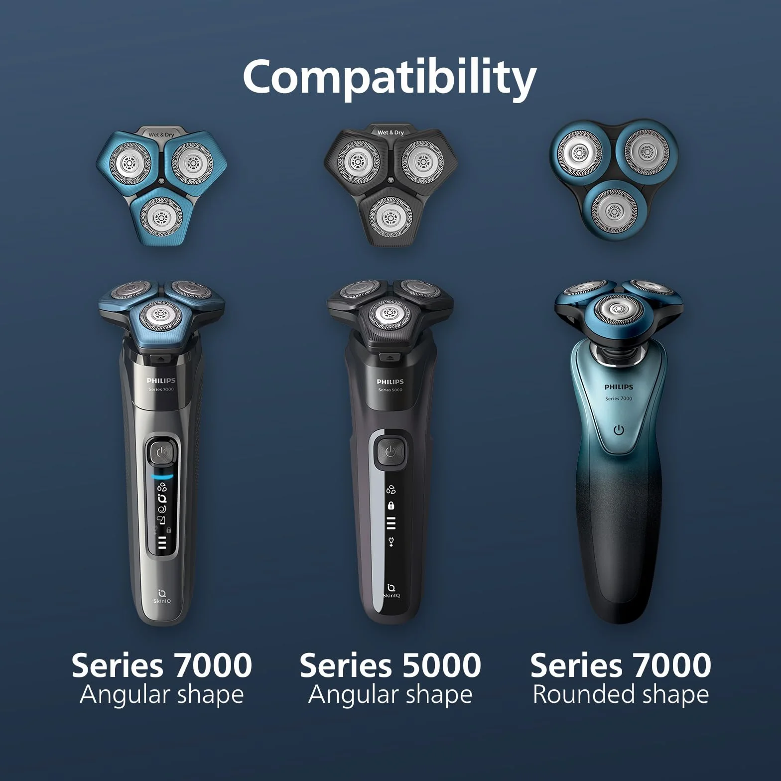 Philips - Têtes de rasage SH71/50 compatibles avec les rasoirs Philips Series 7000 (S7XXX) et Series 5000 (S55XX), nouvelle version qui remplace les RQ12/70, RQ12/60, SH60/70 et SH70/70