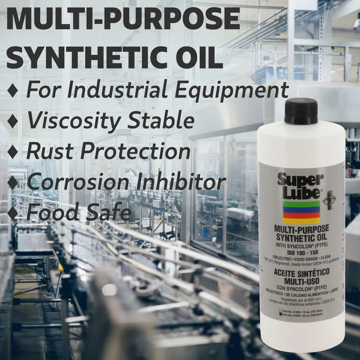 Super Lube 51004 Synthetic Oil with PTFE, High Viscosity, 4 oz Bottle