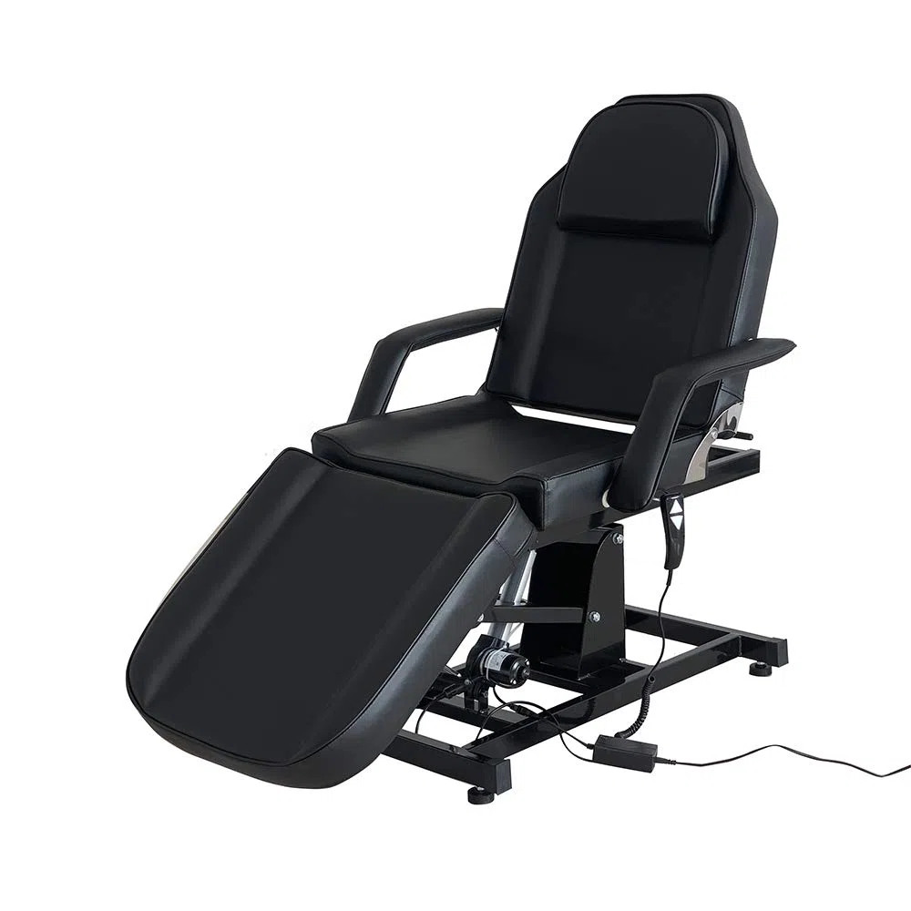 Table du Massage Réglable Lit du Massage Pliante Electrique en Cuir PU pour Salon Professionnel et Maison, 82 cm (L) x 180 cm (l) x 63-87 cm (H) (Noir)